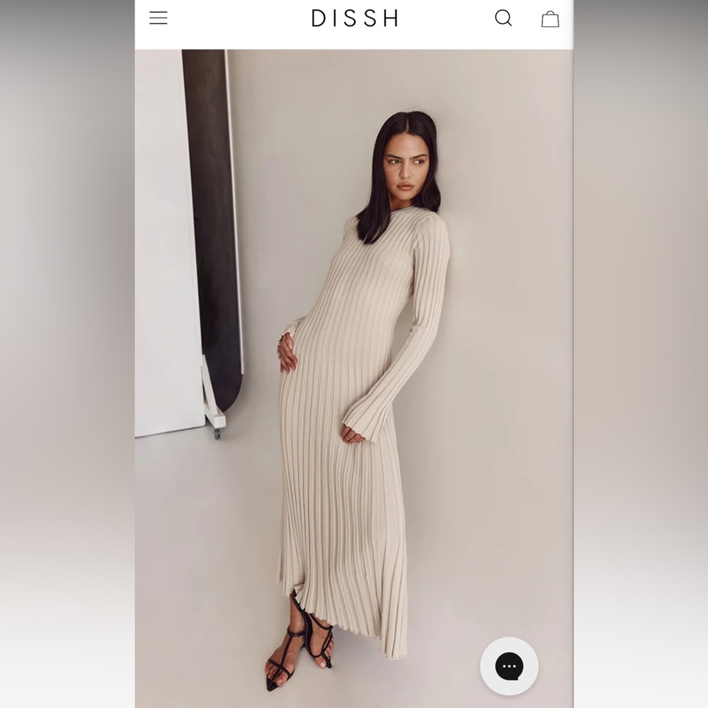 DISSH ADA STONE LONG SLEEVE MIDI DRESS XS NEW